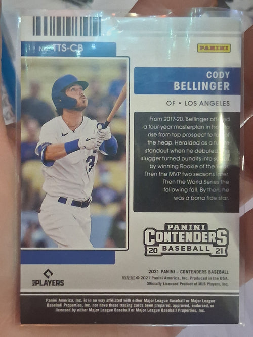 2021 Panini Contenders Ticket To Stardom Cody Bellinger #TTS-CB Gold Prizm 76/99