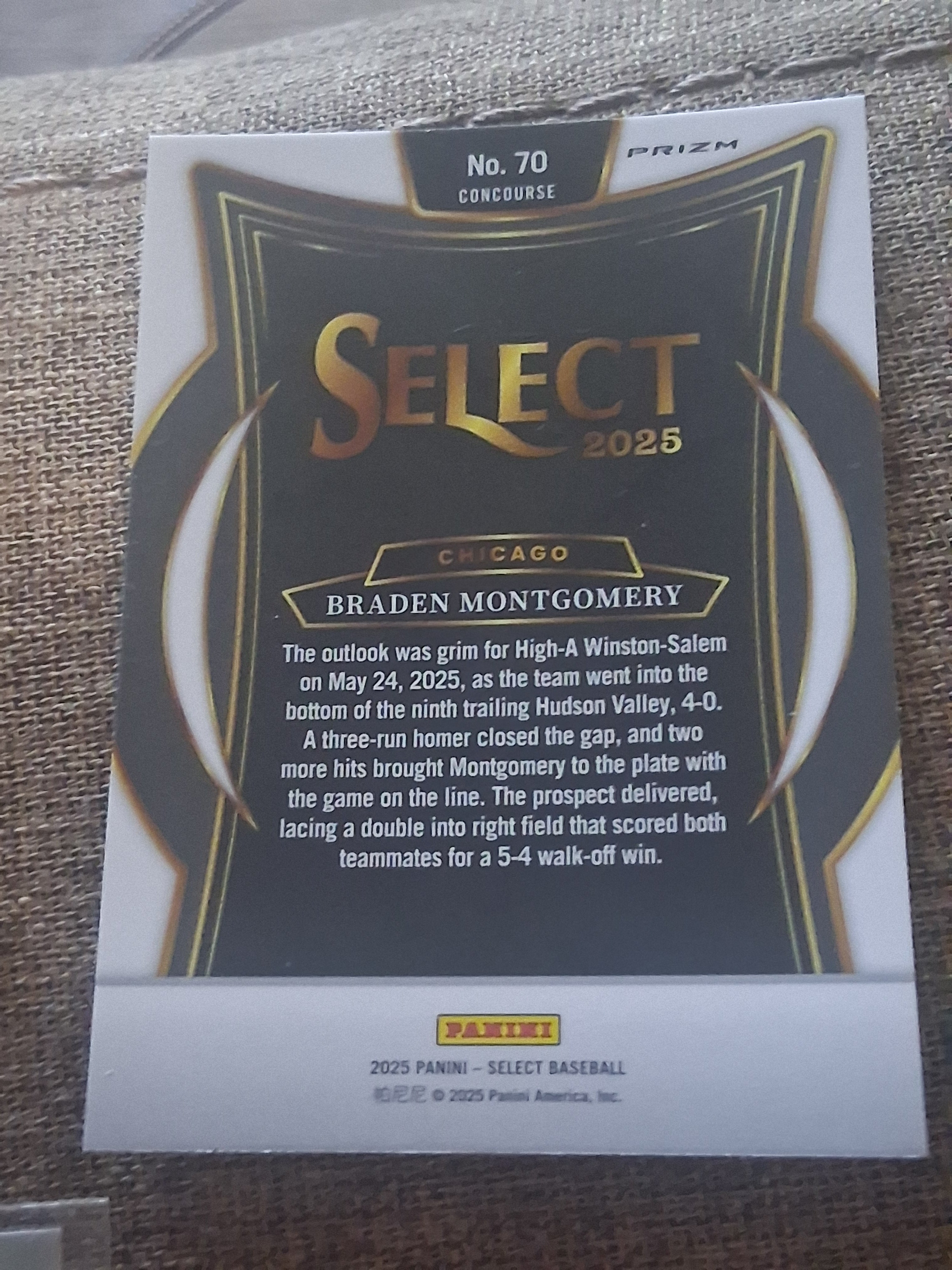 2025 Panini Select Braden Montgomery #70 Ice Prizm Concourse Chicago