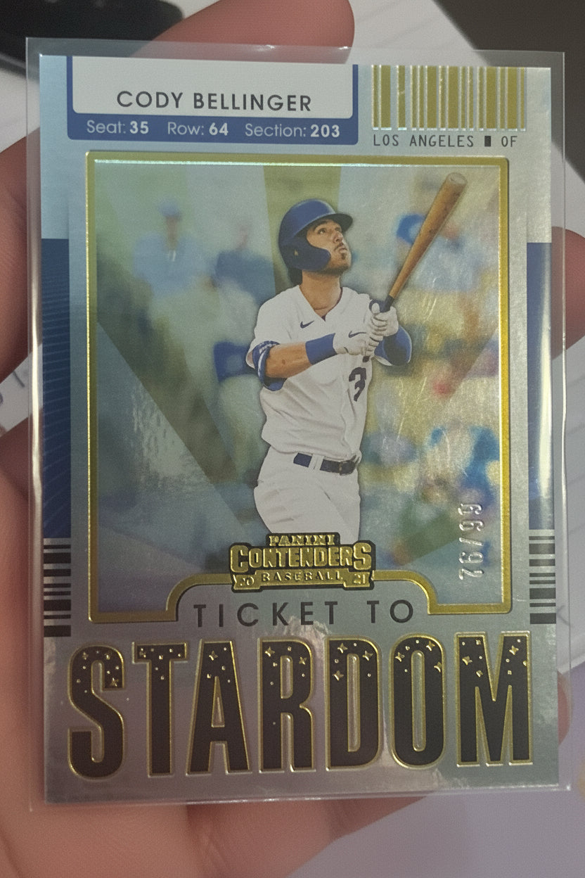 2021 Panini Contenders Ticket To Stardom Cody Bellinger #TTS-CB Gold Prizm 76/99