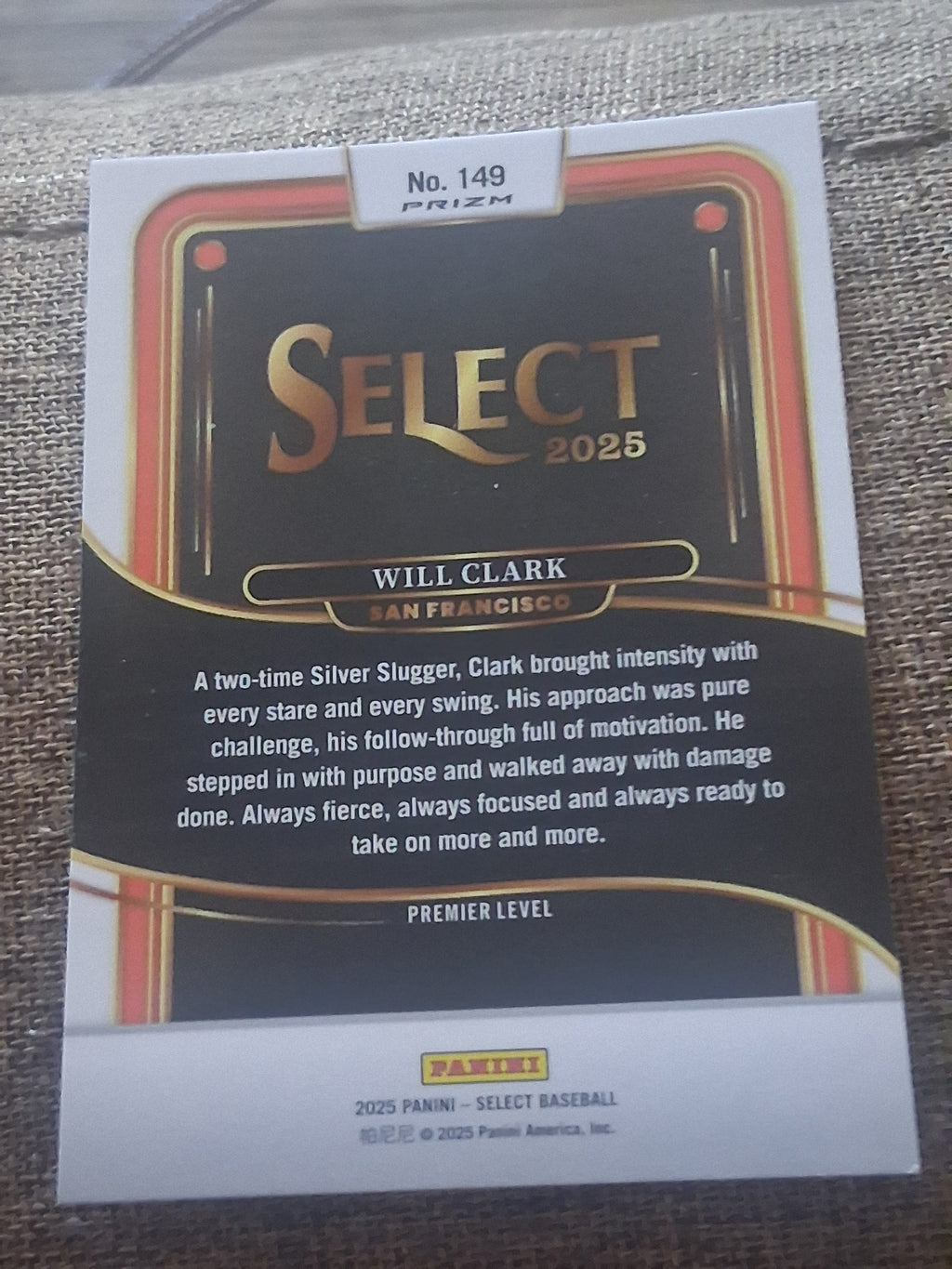 2025 Panini Select Will Clark #149 Orange Flash Prizm Premier Level San Francisco