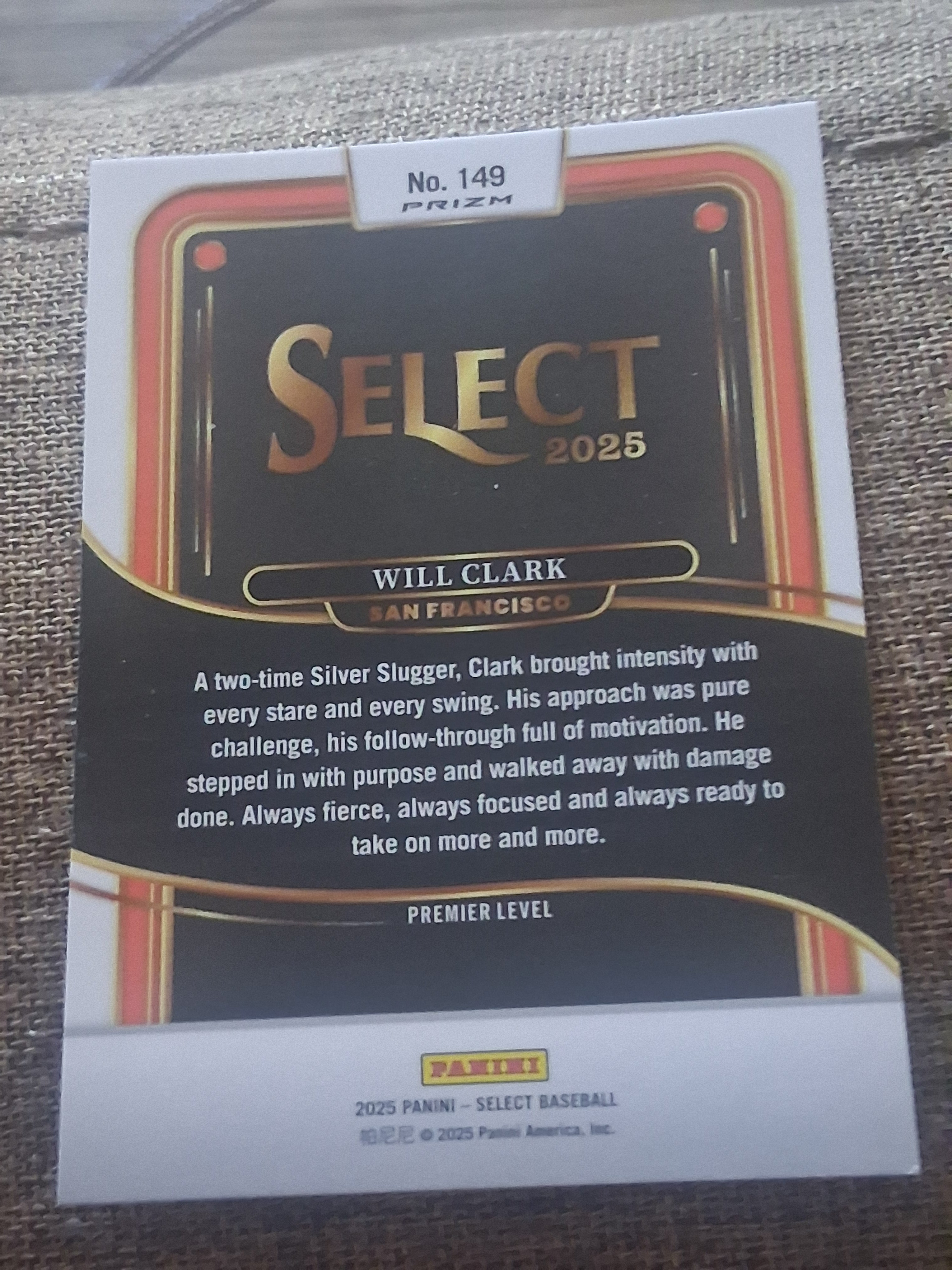 2025 Panini Select Will Clark #149 Orange Flash Prizm Premier Level San Francisco