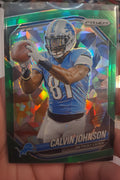 2025 Panini Prizm Calvin Johnson #111 Green Ice Detroit Lions