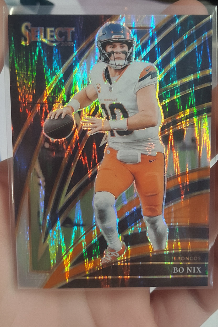 2025 Panini Select Bo Nix #211 Club level Black and Orange Prism Shock