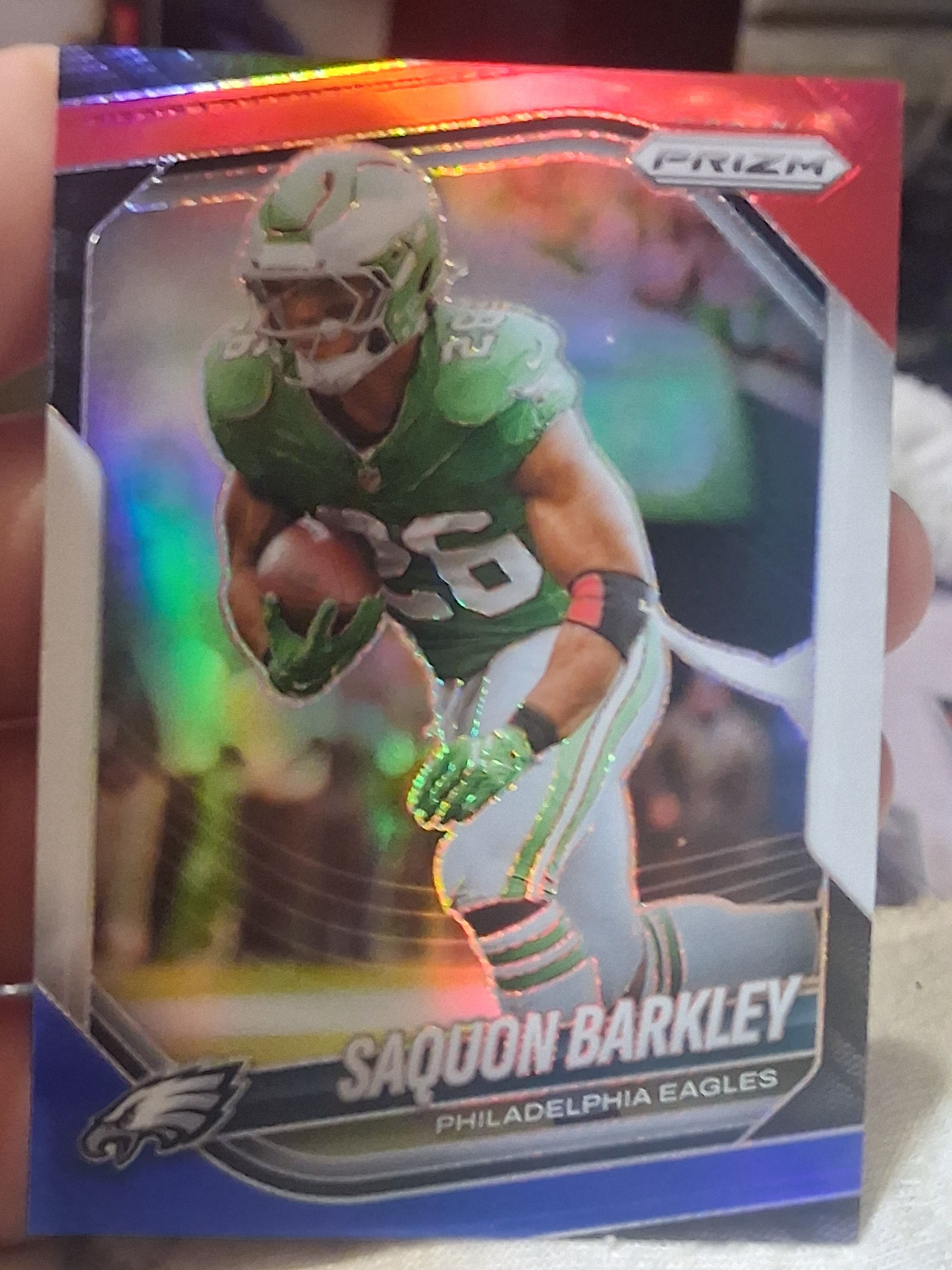 2025 Panini Prizm Saquon Barkley #298 Red White And Blue Prizm Philidelphia Eagles