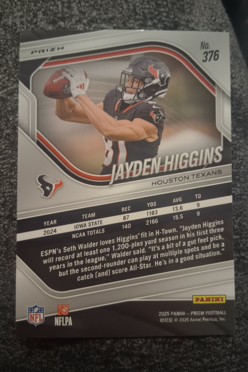 2025 Panini Prizm Jayden Higgins #376 Silver Prizm Houston Texans